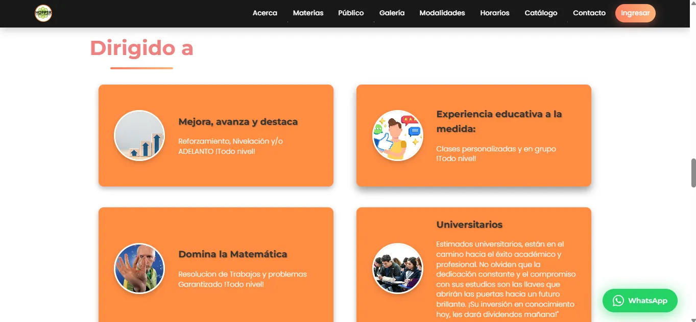 Sección de la página pública